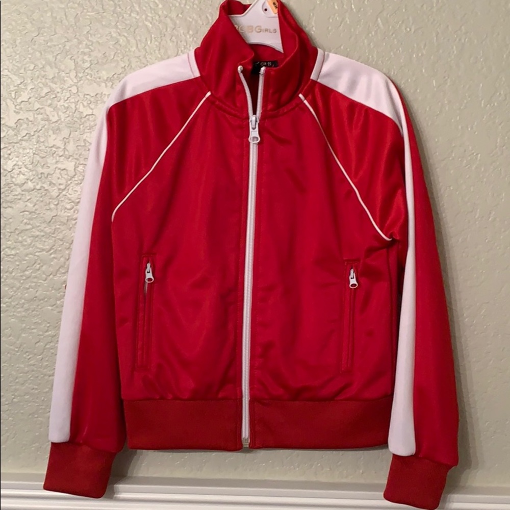 Red jersey zip up